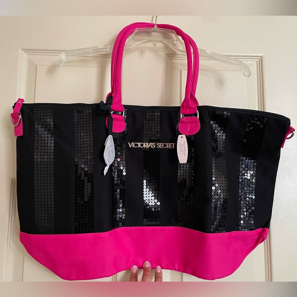Victoria's Secret Black and Pink Sequin Tote/Crossover